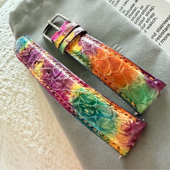 Michele Multi Rainbow Color Snakeskin Watch Strap - 18mm - Picture 8 of 15